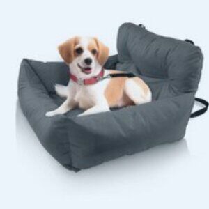 Dog & Cat Travel Bolster Bed - Seat Belt Compatible - Color:  Gray - Small